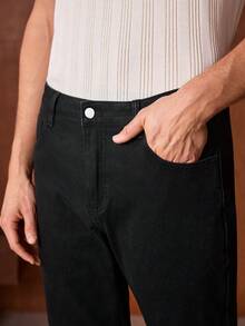 Officeau Herren Lässig Thermofutter Schwarze Jeans, Herbst/Winter