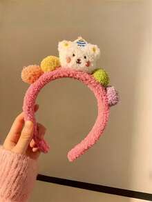 Diadema con orejas de oso adorable para mujeres, diadema antideslizante para mascarilla facial con orejeras de felpa, accesorio de moda para el cabello para las temporadas de otoño e invierno - Multicolor - Ver 10