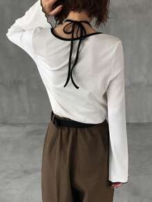 FRIFUL Women's Ribbed Trim Sleeveless Casual Top - Beige - View 6