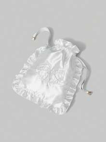 ROMWE Kawaii Thiết kế 336027 Túi đựng mỹ phẩm thêu hình thỏ, Túi đựng đồ lót du lịch di động có dây rút - trắng - Xem 7