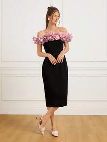 CUCCOO HITCHD Giày cao gót mũi nhọn họa tiết hoa 3D dự tiệc thanh lịch dành cho nữ - Hồng - Xem 3