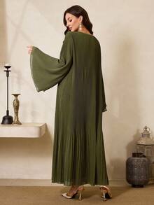 Al Najma Vestido de estilo de Oriente Medio, ropa casual y romántica para vacaciones para mujeres musulmanas - Verde - Ver 5