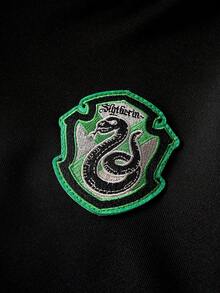 HARRY POTTER X SHEIN 女士休闲刺绣贴布拉链连帽卫衣，秋季款