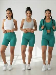 Women Sports Shorts - Mint Green - View 1