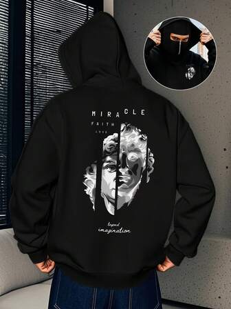 Manfinity This Men's Double-Layered Hooded Sweatshirt Features Barclays' Signature Double-Layered Hood Design And A Christian Print, Reminiscent Of Religious Attire. This Simple And Versatile Fall/Winter Top Is Ideal For Christmas, New Year's, And Other Holidays, And Makes A Perfect Gift This Season.