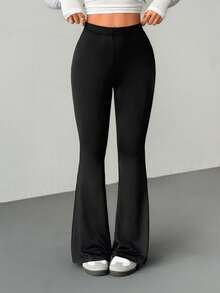 SHEIN PETITE 3pcs Women High Waist Bodycon Flared Pants Set, Suitable For Autumn And Winter - Multicolor - View 11