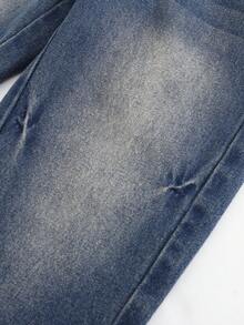 SHEIN 年轻女孩休闲舒适度假时尚街头可爱涂鸦印花水洗柔软做旧无弹宽松牛仔裤，轻薄夏季款