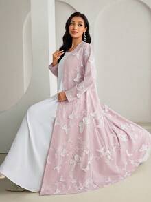 Al Najma 2026 Spring/Summer New Arrival Loose Fit 3D Butterfly Abaya For Women - Pink - View 8