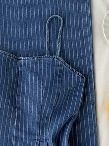 Comfortcana Combinaison salopette en jean rayé pour femmes