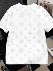 Manfinity Dauomo Geometric Pattern Fashion Digital Print Men's T-Shirt - White - View 2
