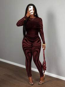 Slaydiva 2025 Summer New Casual Streetwear Sexy Sheer Mesh Zebra Print Bodycon Long Sleeve Crop Top And Tight Pants 2 Pieces Set, Suitable For Music Festivals, Sexy Streetwear, Graduation Season, Western Nomadic Style, Bohemian Style, Daily Outings, Motorcycle Sports, Clubs, Baddie Style, Birthday Parties, Student Wear, Basic Versatile, Casual, Vacation, Cruise Travel, Beach, Sunbathing, Viral , Party Gatherings