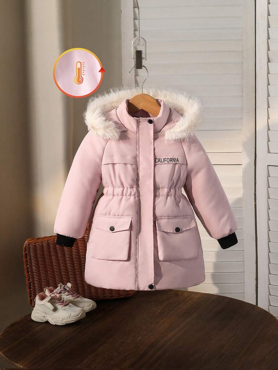 Áo khoác có mũ kéo khóa cho bé gái, in họa tiết phía trước, kiểu dáng giản dị và thời trang, phù hợp cho cả mặc ngoài trời và trong nhà, thích hợp cho mùa đông và mùa thu. - Hồng - Xem 1