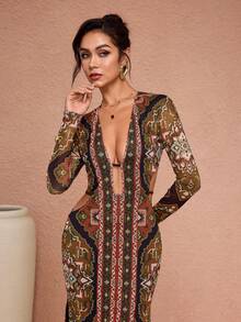 JIAN LASALA Đầm maxi dài tay kiểu Boho in họa tiết toàn thân, cổ chữ V sâu, xẻ tà hai bên, thích hợp cho kỳ nghỉ, du lịch, nghỉ lễ, thanh lịch. Đầm dài tay kiểu Boho, đầm maxi dài tay cho nữ, đầm dài kiểu Boho, đầm dài in họa tiết, đầm maxi họa tiết, đầm Boho cho nữ, đầm dài kiểu Boho dự tiệc cưới, khách mời. - Nhiều màu - Xem 5