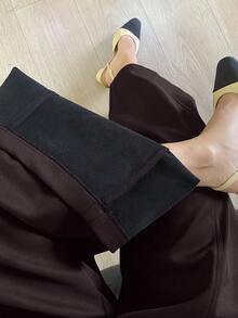 DAZY Quần Harem dày lót nhiệt màu trơn, phong cách đường phố thường ngày dành cho nữ vào mùa thu/đông - Màu Đỏ Sâu - Xem 6