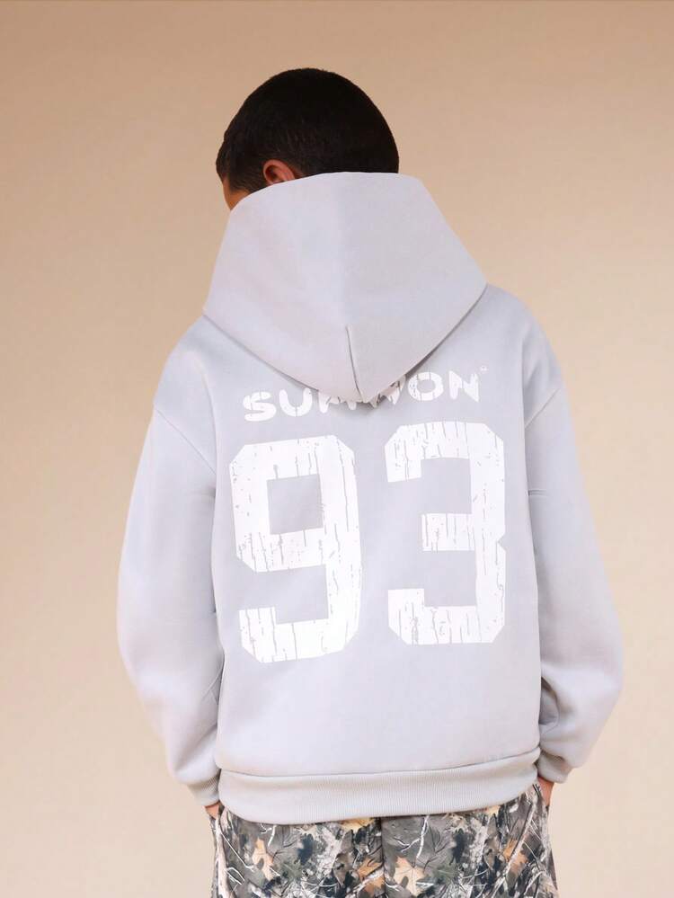 Number 93 Print Hoodie With Pocket