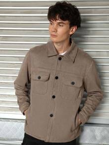Logeqi® Hombres Chaqueta Casual Formal con 5 bolsos cortavientos de Color Cafe, Marrón, Blanco de hombre - Marrón - Ver 4