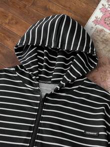 SWAVVY Men's Casual Hoodie Sweatshirt, Spring/Autumn, Standard Size, Digital Print, Ribbed - Black - View 6
