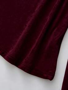 GlowEve CURVE 大码纯色高领保暖长袖T恤，秋冬季时尚之选 - 酒紅色 - 查看 4