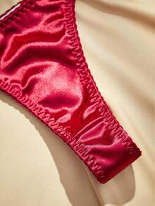 Charlaine 2 Pieces Lingerie Set (Wireless, Thong) - Burgundy - View 3