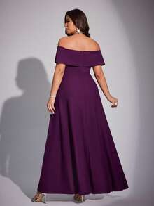 Viva Relle Gaun Mermaid Pas Badan Elegan Romantis Tanpa Bahu untuk Wanita Ukuran Plus, Musim Semi/Panas - Purple - View 2