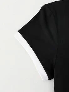 夏季热门少女甜美清爽风格黑色针织连衣裙，修身弹力开衩设计，是青少年日常校园穿搭和约会装扮的理想之选。 - 黑色 - 查看 4