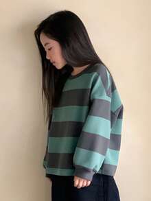 DAZY Young Girls Crew Neck Striped Knit T-Shirt, Fall Spring - Multicolor - View 6