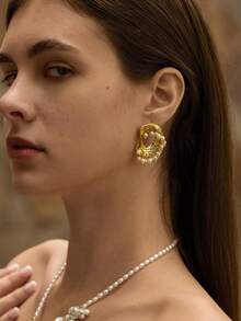 Opalesca 18K复古优雅个性化流苏珍珠耳环，适合搭配各种服饰，复古风格，婚礼/新娘配饰，西式珠宝，仙女风/精灵风，珍珠，秋冬款，送给妈妈/女士/女孩/母亲，优雅 - 金色 - 查看 3