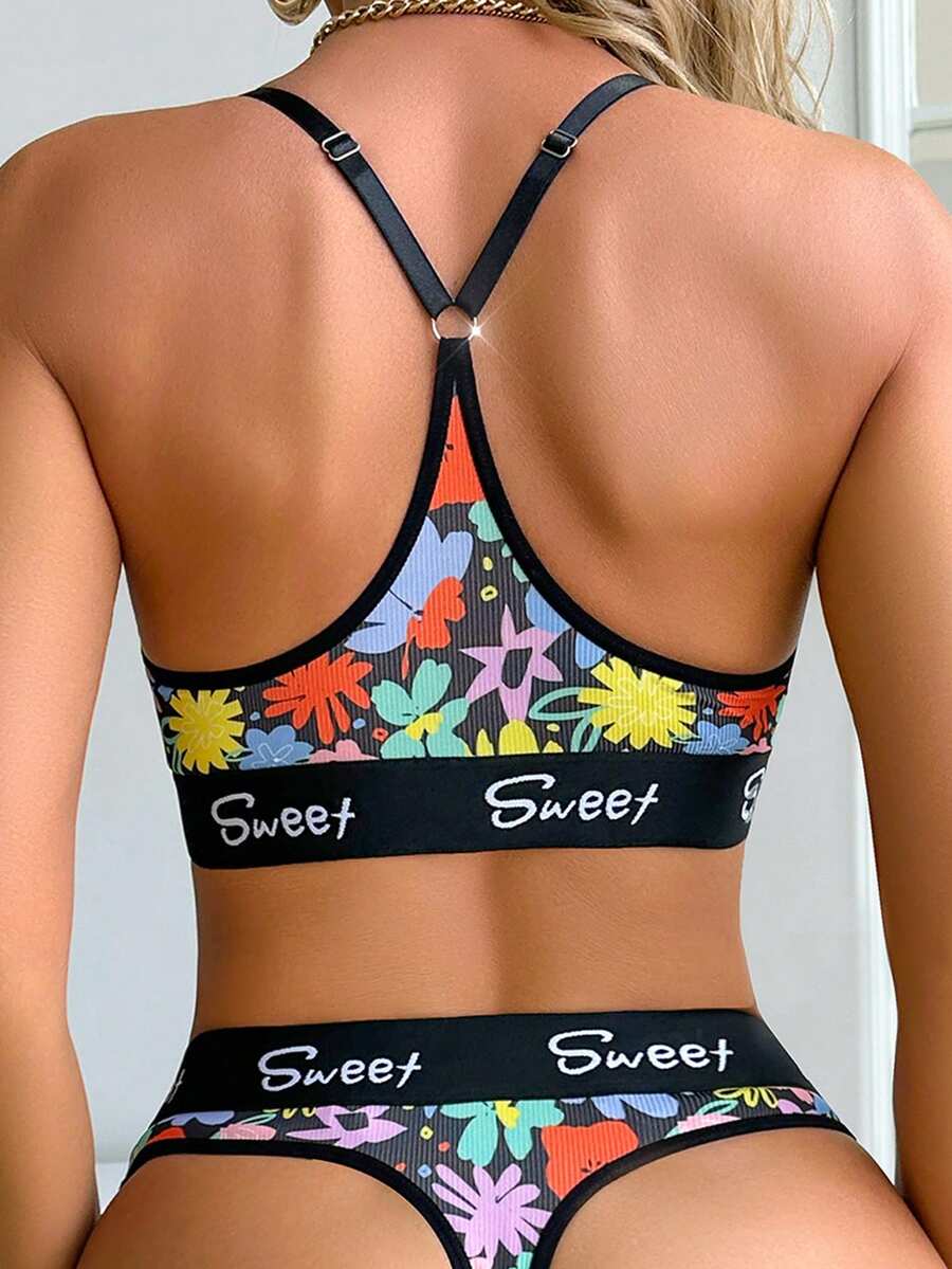 2pcs/Set Comfortable Colorful Printed Underwear Set - Multicolor - View 1