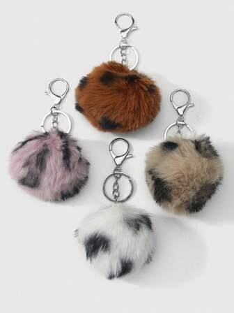 J-Fashion 1 Accessorio portachiavi/pendente per borsa in stile Y2K retrò, dolce e cool, personalizzato, di alta qualità, in pelliccia sintetica multicolore a gradiente con stampa orizzontale leopardata, a forma di coda di volpe, adatto per ragazze e donne per uso quotidiano e regali per le vacanze, colore casuale