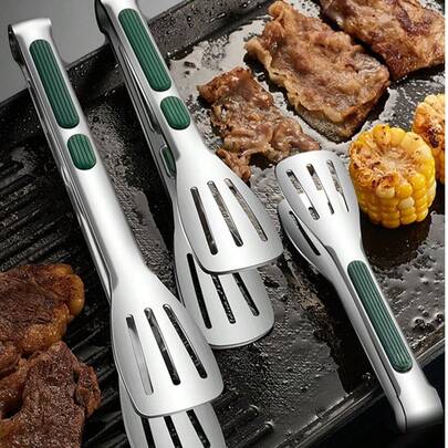 1 pieza Pinzas multicolor de acero inoxidable para barbacoa de cocina