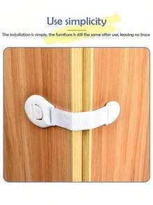 1/5/10件装多用途绑带锁，适用于橱柜、抽屉和马桶 - 可调节尼龙织带约束带，带安全扣件 - 白色 - 查看 7