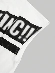 NEON BLANC 男士图案背心，时尚字母印花，宽松圆领，无袖背心 - 白色 - 查看 4