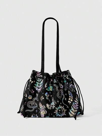 Fairycore Floral Butterfly Jungle Suede Tote Shoulder Bag