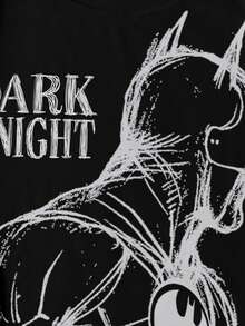 BATMAN X SHEIN Sudadera casual de hombre con gráfico de letras y figuras para otoño - Blanco - Ver 7