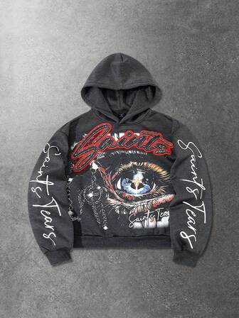 Street Life sweat-shirt à capuche pour hommes, style de rue décontracté, imprimé graphique populaire de l'œil américain sur un Sweat-shirt court, automne/hiver