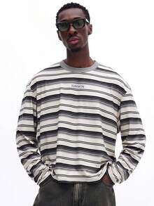 SUMWON Horizontal Striped Long Sleeve Crew Neck Tee Regular Fit Jersey Casual Everyday Wear Fall Winter Layering Basic - Multicolor - View 4