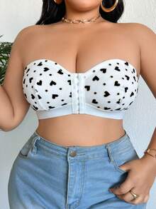 2 piezas Sujetadores bandeau con adorno de corazón para tallas grandes - Multicolor - Ver 3