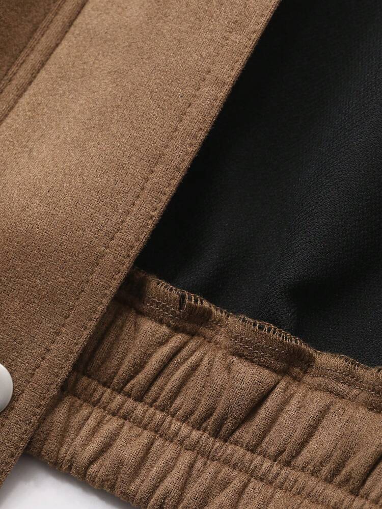 Women's Casual Suede High Collar Jacket, Autumn/Winter Y2k