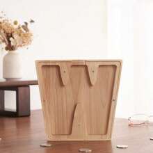 1 件木制英文字母存钱罐，透明木制储蓄罐，26 个英文字母装饰木制存钱罐，精致时尚的节日礼物，适合感恩节生日礼物毕业