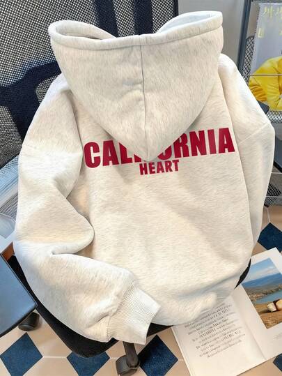 Manfinity Dauomo 男士休闲Y2K时尚街头风连帽衫，加州字母印花卫衣，适合运动、健身、跑步，春夏穿着