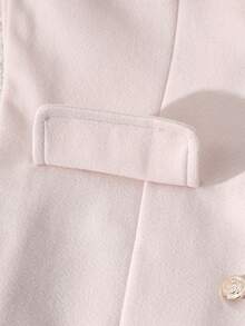 SHEIN Teen Girls Camel Waist Cinched Elegant Wool Blend Double-Breasted Jacket, Versatile For Commuting - White - View 7