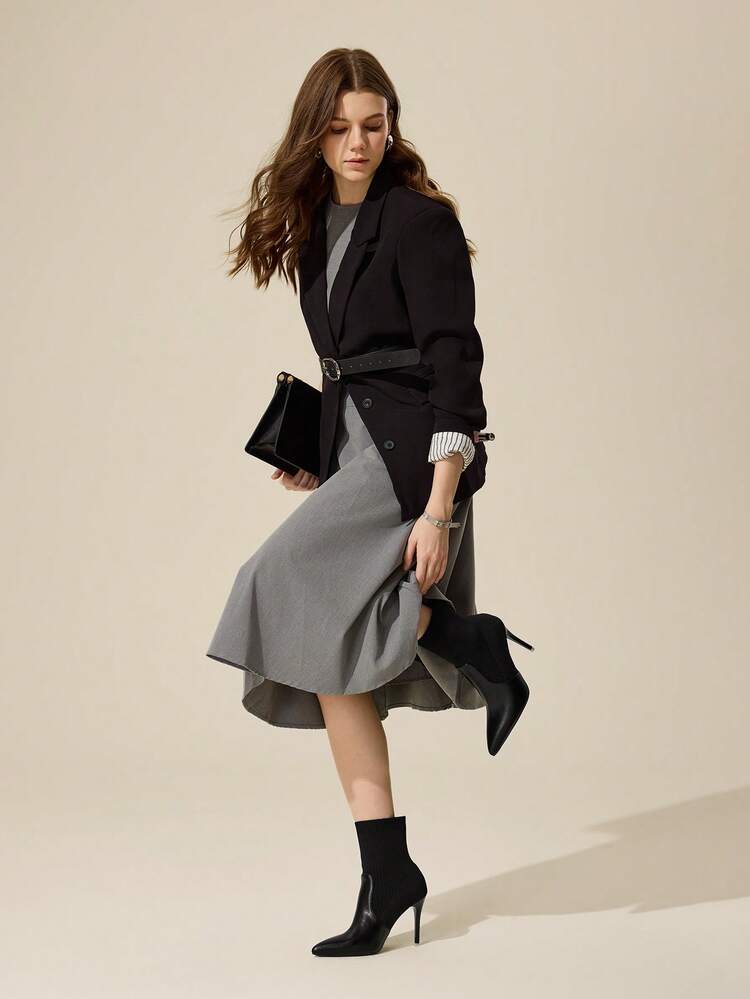 CUCCOO BASICS Bottines à talons hauts noires à bout pointu, mode et polyvalentes pour femmes