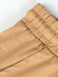 Manfinity Homme 男士口袋抽绳腰休闲修身裤 男士休闲裤 男士设计师裤 男士街头服饰裤 卡其色慢跑裤 - 卡其色 - 查看 4