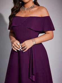 Viva Relle Gaun Mermaid Pas Badan Elegan Romantis Tanpa Bahu untuk Wanita Ukuran Plus, Musim Semi/Panas - Purple - View 7