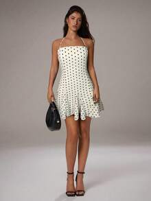 SHEIN Forever 21 春夏女装浪漫/舞会/正式/生日/90年代风格/商务休闲/优雅/西式/外出/时尚/休闲/千禧年风格/夜店/办公室/鸡尾酒会/复古/紧身/锐舞派对/音乐节/趣味/优雅/老钱风/街头风/度假装/乡村音乐会/工作装/端庄/春假/单身派对/演唱会/酷炫/基础款/毕业/A字裙/波点迷你裙 - 杏色 - 查看 5