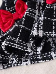 SHEIN Playful Pals 女婴针织短袖圆领T恤和百褶裙套装，时尚夏季女宝宝装扮 - 紅色 - 查看 7
