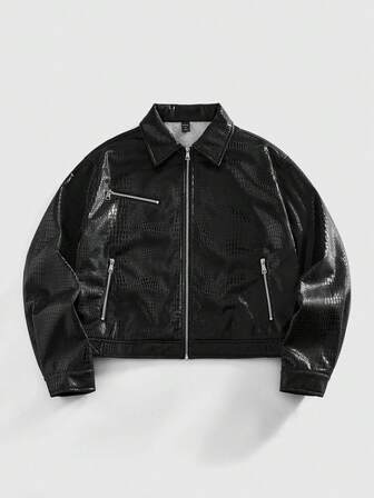 Street Life Veste décontractée ample à fermeture éclair de couleur unie pour hommes