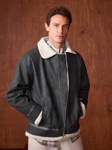 Officeau 男士 Old Money 保暖内衬拉链夹克，秋冬款 - 黑色 - 查看 8