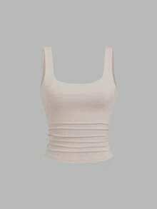 Sweetra Women's Casual Pleated Square Neck Camisole, Summer - Multicolor - View 4