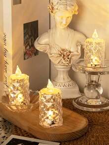 12/24pcs Crystal Diamond Shaped LED Candle Light,Battery Powered Flameless Candle Light, LED Decorative Tea Candle Light With Battery,Ideal For Wedding, Dining Table, Festival Decoration,Parties Desktop Decoration Candles - warm light - View 12